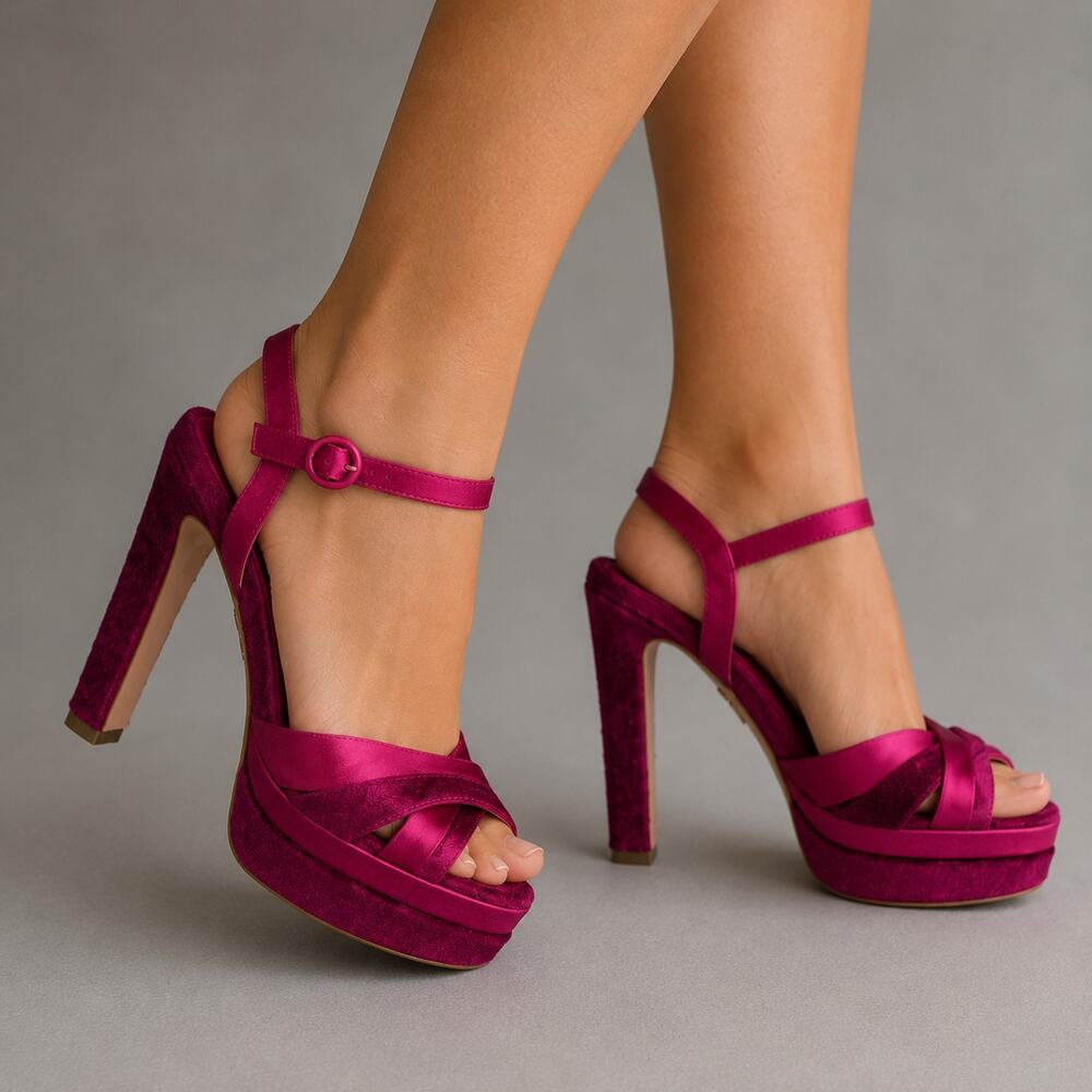 Aquazzura Pink Satin & Velvet Coquette Platform Sandals Womens Eu 38.5/US 8.5